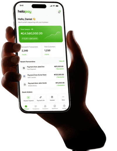 Helopay dashboard on mobile